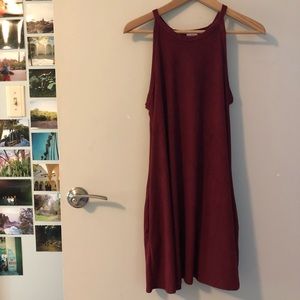 Maroon Suede Halter Dress